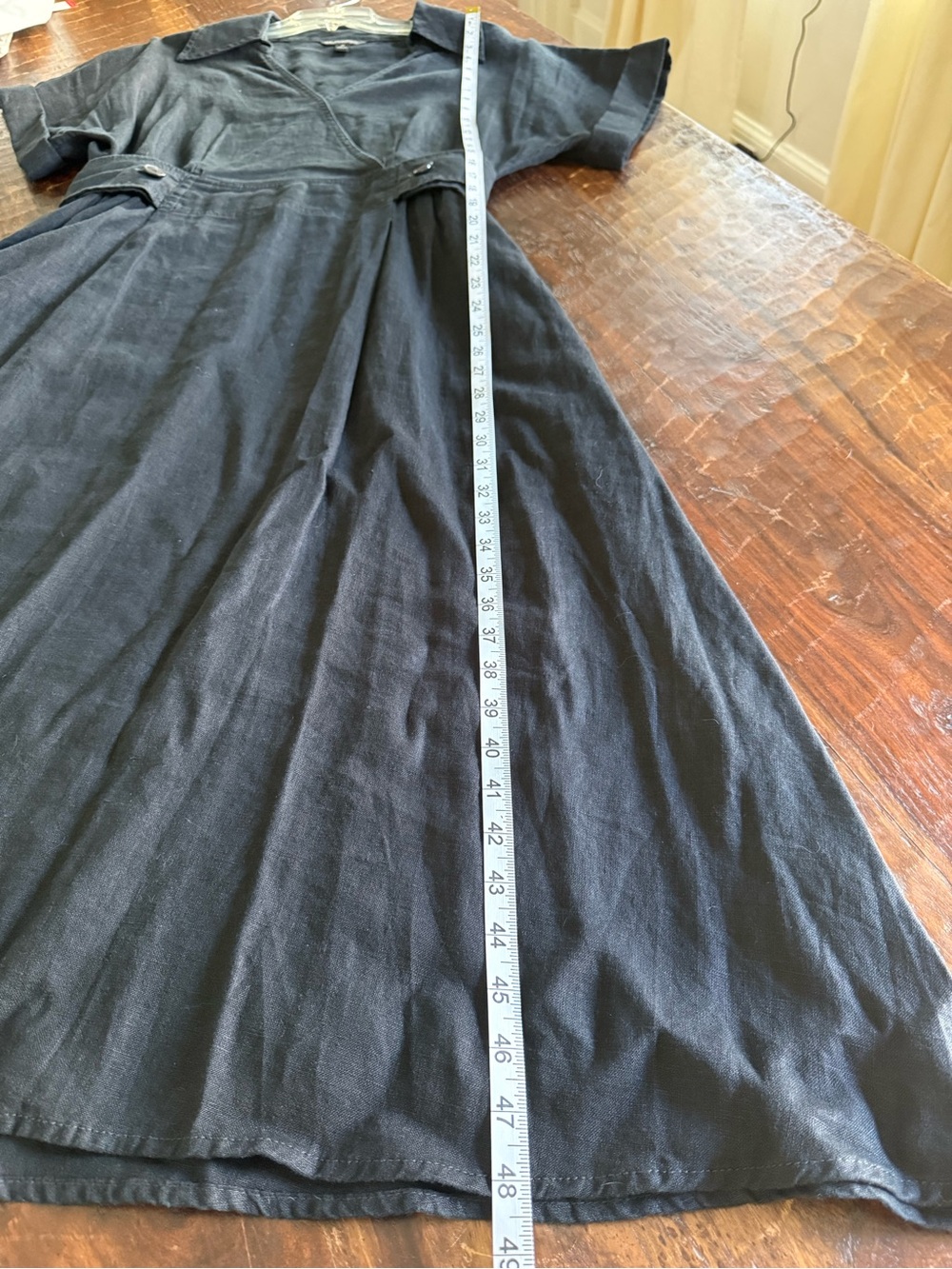 Banana Republic Sedona Black Linen Faux Wrap Midi Dress M - Picture 12 of 13